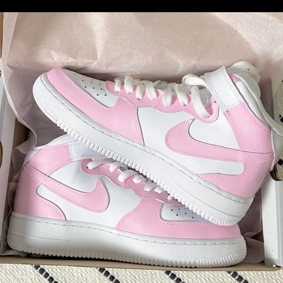 Nike Pink Mids Rare Air Force 1s - Picture 2 of 3